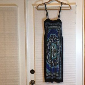 India Boutique Boho Blue Black Dress Beachwear Size XS